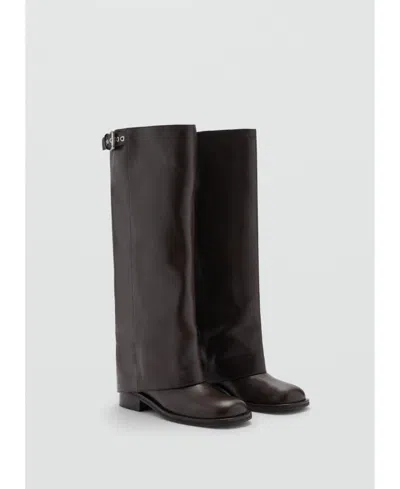 MANGO WOMEN'S BUCKLES LEATHER BOOTS