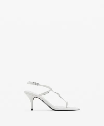Mango Women's Buckles Leather Heeled Sandals In White