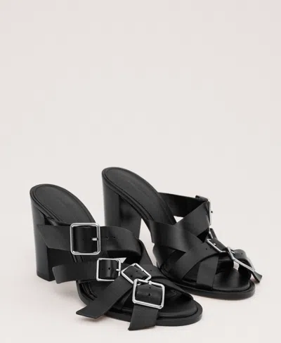 Mango Women's Buckles Leather Strap Sandals In Black