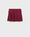 Mango Buckle Pleated Skirt In Burgundy
