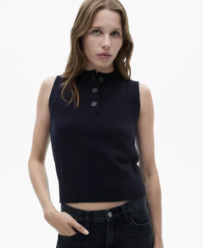 Mango Knit Vest In Dark Navy