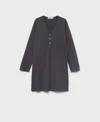 Mango Cotton Nightdress With Button Detail Charcoal In Gray
