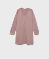 Mango Long Sleeve Cotton Nightgown In Pink