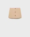Mango Button Detail Cotton Blend Tweed Miniskirt In Medium Brown