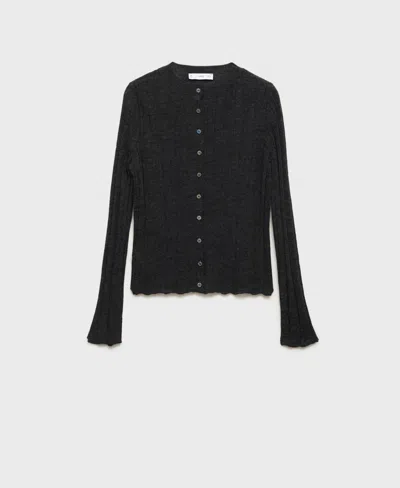 Mango Women's Button Knit Cardigan In Dark Heather Gray