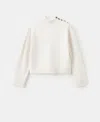 Mango Perkins-neck Sweater With Button In White