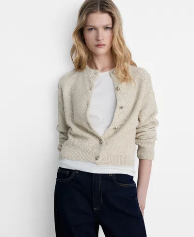 Mango Women's Buttoned Chunky Knit Jacket In Beige