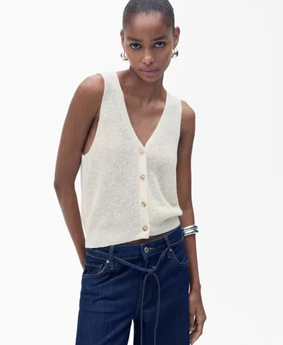 Mango Women's Buttoned Chunky Knit Sweater Vest In Ecru