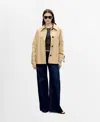 Mango Crop Cotton Trench Coat In Medium Brown