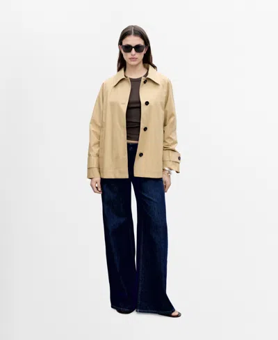 Mango Crop Cotton Trench Coat In Medium Brown