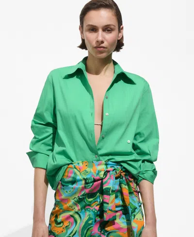 Mango Women's Buttoned Cotton Shirt In Green