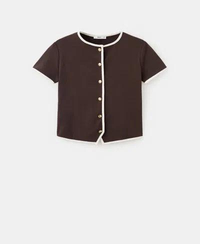 Mango Women's Buttoned Cotton T-shirt In Brown