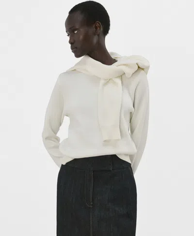 Mango Women's Buttoned Cuffs Sweater In White