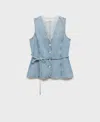 Mango Buttoned Denim Gilet Medium Blue In Blue