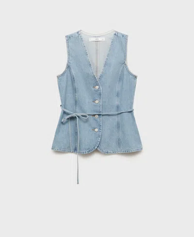 Mango Women's Buttoned Denim Gilet Jacket In Blue