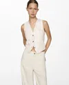 Mango Denim Vest In Off White