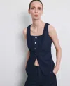 Mango Buttoned Denim Top In Blue