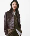 Mango Buttoned Leather Jacket Burgundy In Burgundy