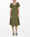 Mango Robe Lin Boutons In Kaki