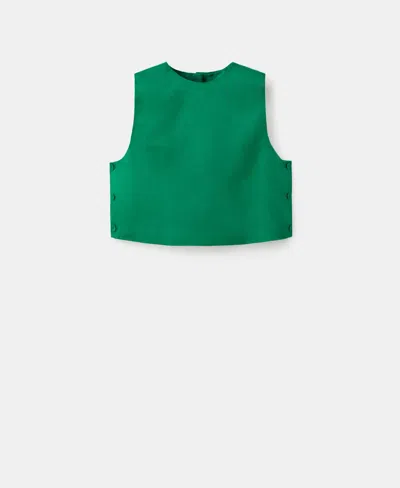 MANGO WOMEN'S BUTTONED LINEN BLEND TOP