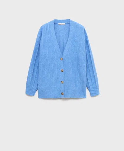 Mango Women's Buttoned Long Cardigan In Blue