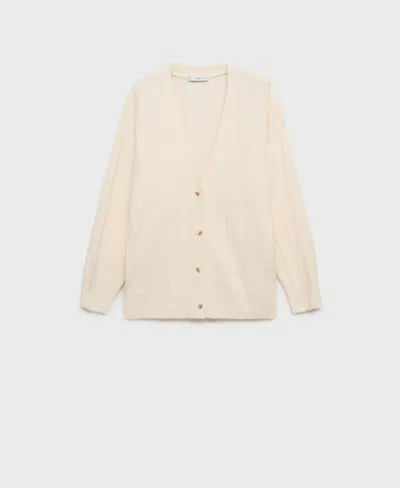 Mango Women's Buttoned Long Cardigan In Ecru