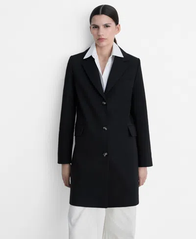Mango Women's Buttoned Midi Cotton Coat In Black