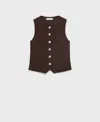 Mango Gilet Costume Boutons Marron - Femme - Xl -  In Brown