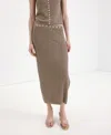 Mango Skirt With Buttons And Side Slit In Brown