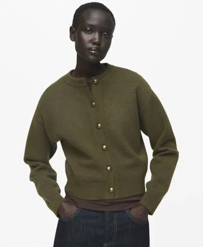 Mango Crewneck Cardigan In Green