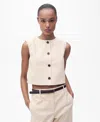 Mango Button Cotton Crop Top In Neutral