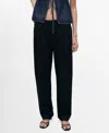 Mango Buttons Cotton Pants In Black