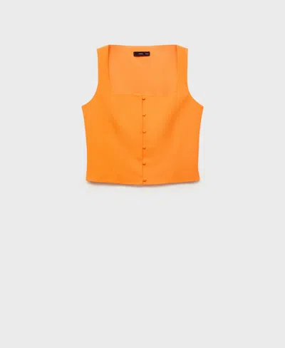 Mango Women's Buttons Cotton Top In Orange