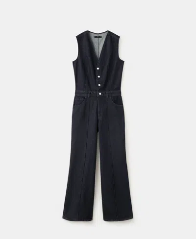 Mango Women's Buttons Denim Jumpsuit In Black