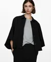 Mango Button Front Cape Jacket In Black