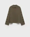 Mango Buttons Detail Knit Sweater Khaki In Khaki