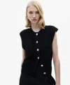 Mango Button-up Sweater Vest In Black