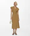 Mango Button Midi Dress In Medium Brown