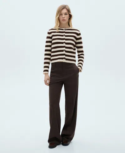 Mango Women's Buttons Detail Striped Cardigan In Ecru