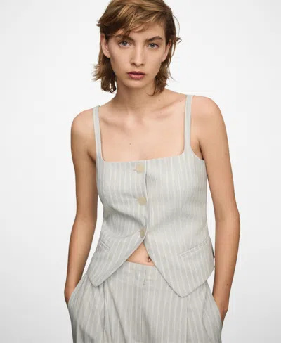 Mango Women's Buttons Detail Stripes Waistcoat In Sky Blue