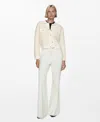 Mango Collared Tweed Jacket In Ecru