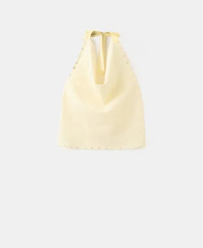 Mango Women's Buttons Halter-neck Top In Yellow
