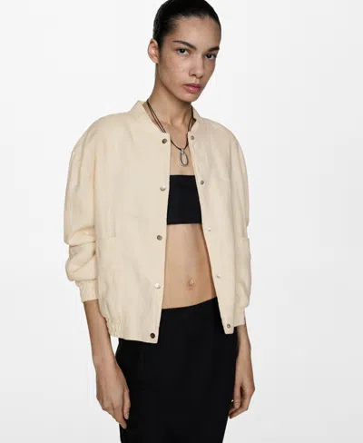 Mango Women's Buttons Linen-blend Jacket In Ecru