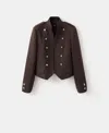 Mango Military Linen Jacket In Brown