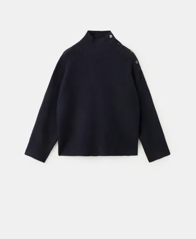 Mango Women's Buttons Perkins-neck Sweater In Blue