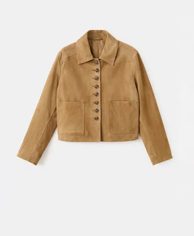 MANGO WOMEN'S BUTTONS SUEDE JACKET