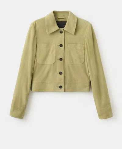 Mango Women's Buttons Suede Jacket In Green
