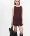 Mango Button Front Suit Vest In Burgundy