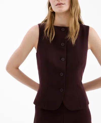 Mango Women's Buttons Suit Vest In Burgundy
