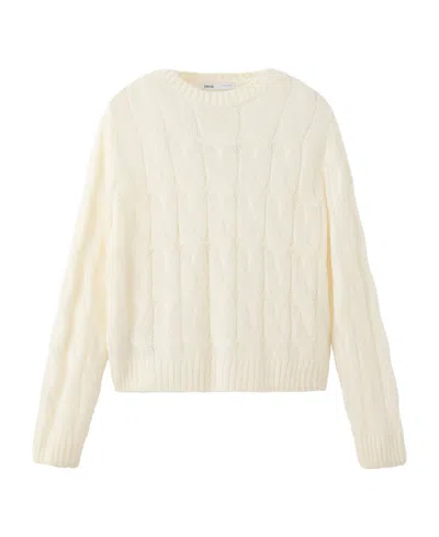 Mango Women's Cable-knit Crewneck Long-sleeve Loose Sweater In Ecru